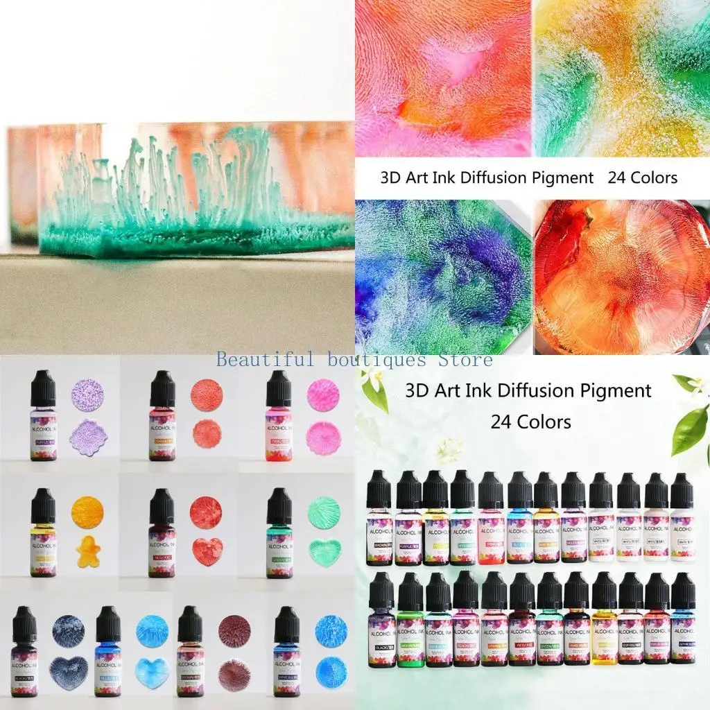 U4LF Liquid Resin Dye AB Resin Coloring for Paint Crafts 10ml/ 0.35oz Each 24 Colors