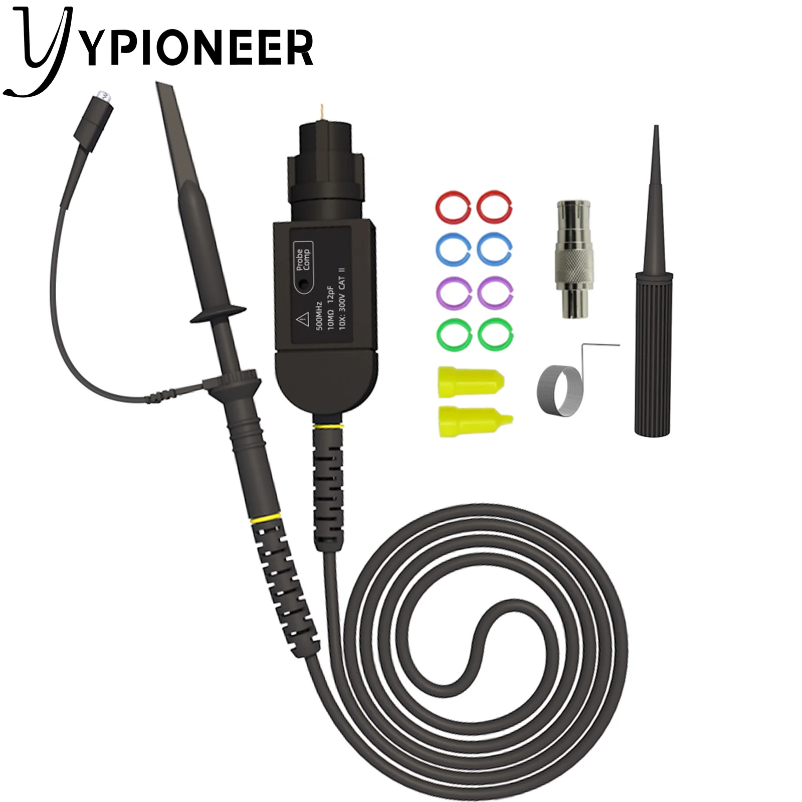 YPioneer P6500 Oscilloscope Passive Probe Clip 500MHz 10X High Precision with Adjust Tool Accessory Kit