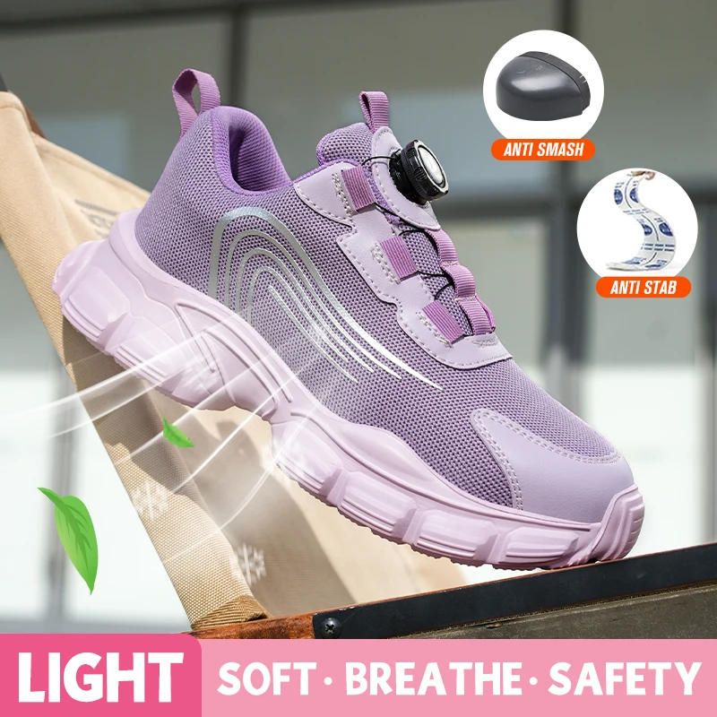 Zapatos de seguridad con punta de acero para mujer, botas de trabajo industriales antideslizantes, antipinchazos, antigolpes, nuevas zapatillas de seguridad para el trabajo CE ligeras