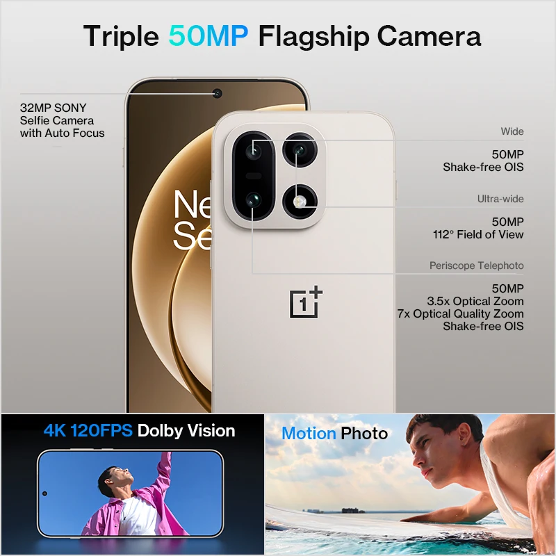 الهاتف الذكي World Premiere OnePlus 15 الإصدار العالمي Snapdragon 8 Elite Gen 5 165 هرتز، بطارية 7300 مللي أمبير في الساعة، شحن SUPERVOOC بقدرة 120 وات