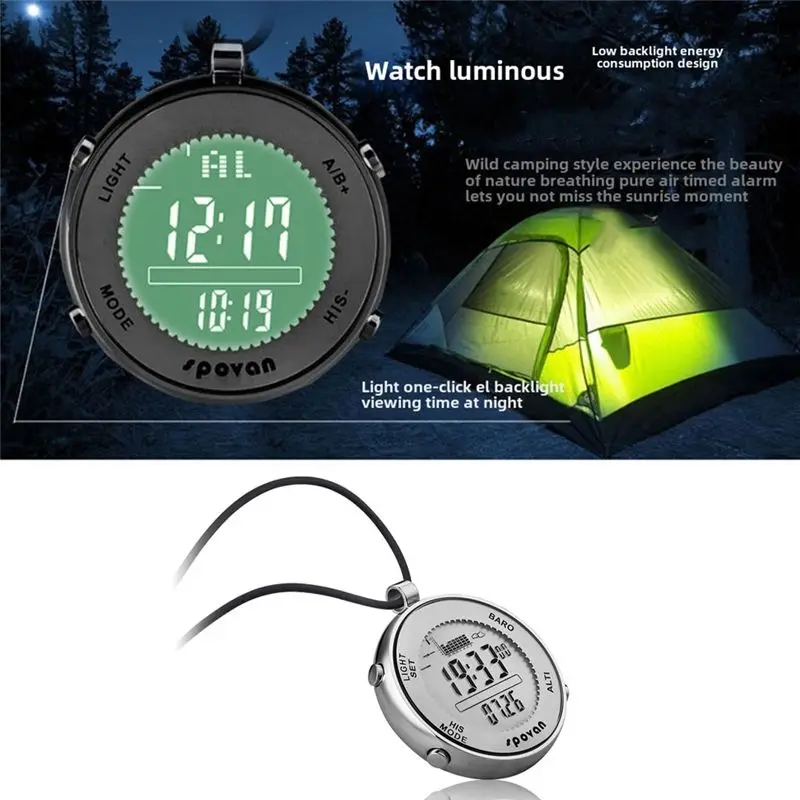 ساعة جيب للجنسين من الفولاذ المقاوم للصدأ SPV600 مقياس الصيد الرقمي SPV600 للتسلق والجري والرياضات الخارجية-ABPS #3