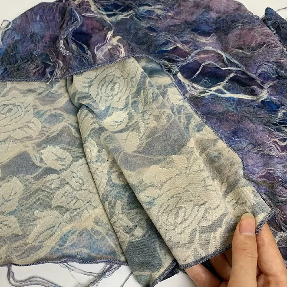 Bufanda para el pelo estilo Wasteland Y2K, banda para el pelo suave de Hip Hop, diadema con tinte anudado, Top de tubo rasgado desgastado Vintage para uso diario