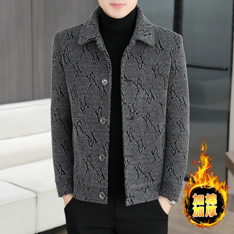 

Мужское зимнее шерстяное пальто с воротником-стойкой, утепленное, модное, городское, приталенное, из смесового полиэстера и нейлона