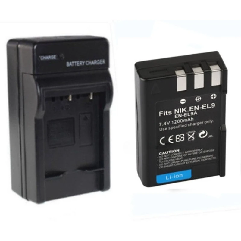 EN-EL9 EN-EL9a Camera Battery, Charger for Nikon D60 D40 D40X D5000 D3000 Digital Camera 7.4V 1200mAh