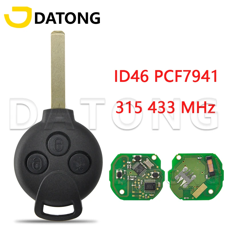 Datong World Car Remote Control Key For Mercedes Benz Smart 451 2007-2013 ID46 PCF7941 315/434 Mhz Replacement