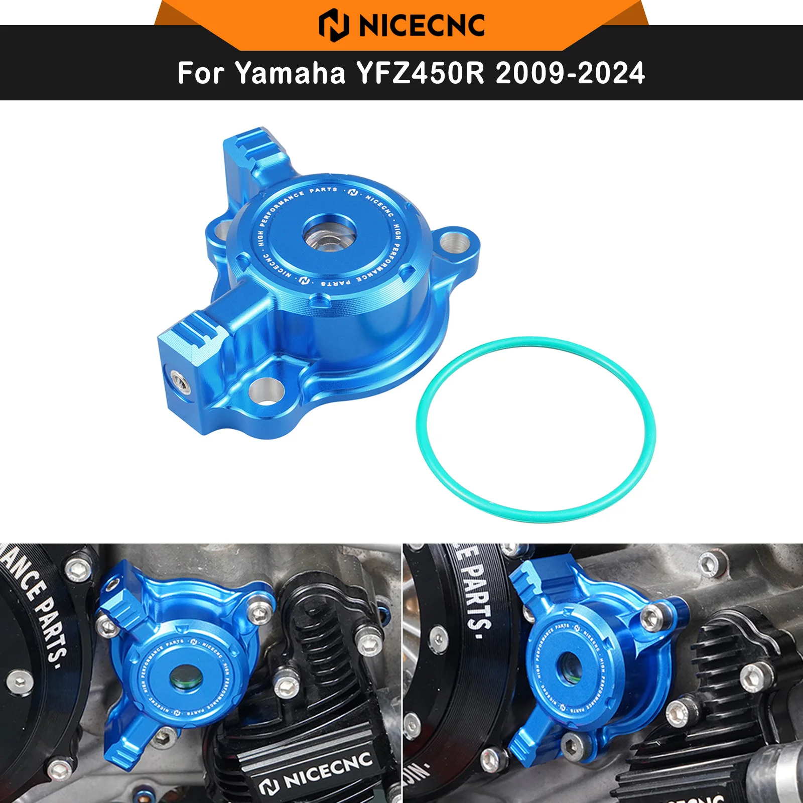 NICECNC For Yamaha YFZ450R 2009-2024 Transparent Oil Filter Cover YFZ450X 2010-2011 CNC Machined Anodized Aluminum With O-ring