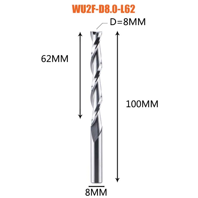 Dreanique 1-delige UP Cut Solid Carbide frees 3.175 4 6 8mm 2-snijders spiraal frees Carbide frees voor hout MDF