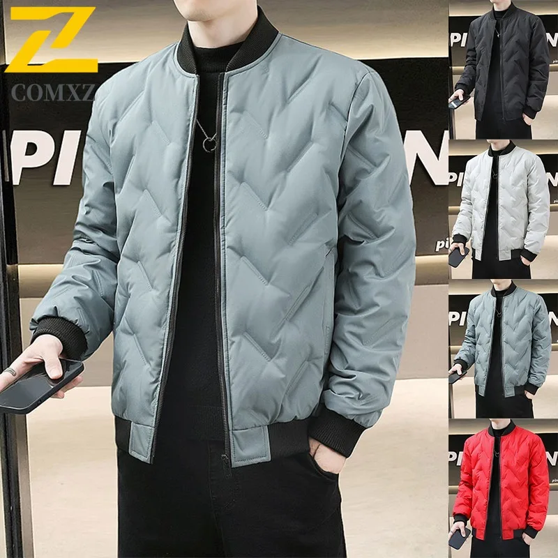 

COMXZ Mens Padded Jacket Thickened Outdoor Travel Windproof Coats Stand Collar Street Style Lightweight Winter Padding Coat