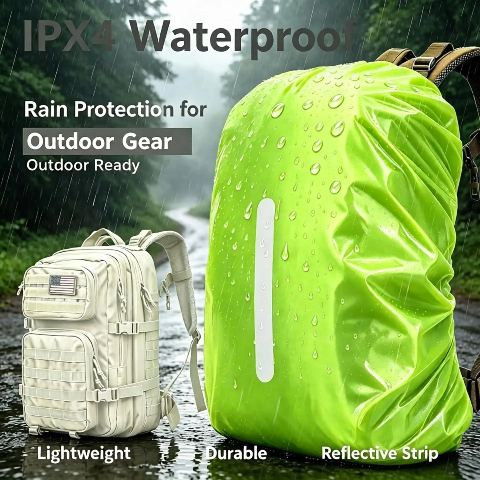 Waterproof Reflective Backpack Rain Cover for Outdoor Night Cycling Safety Light Raincover Case Bag 20L-100L Camping Hiking