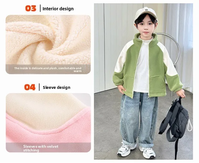 2026 Warme Jacken für Mädchen Kinder Herbst Winter Oberbekleidung Kinder Plus Samt Mäntel Neue Teenager Mode Gefütterte Kleidung – Detail 7
