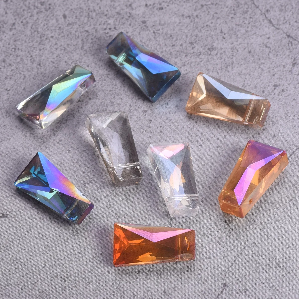 10pcs Trapezoid Shape 20x10mm Faceted Crystal Glass Loose Beads For Jewelry Making DIY Crafts Findings