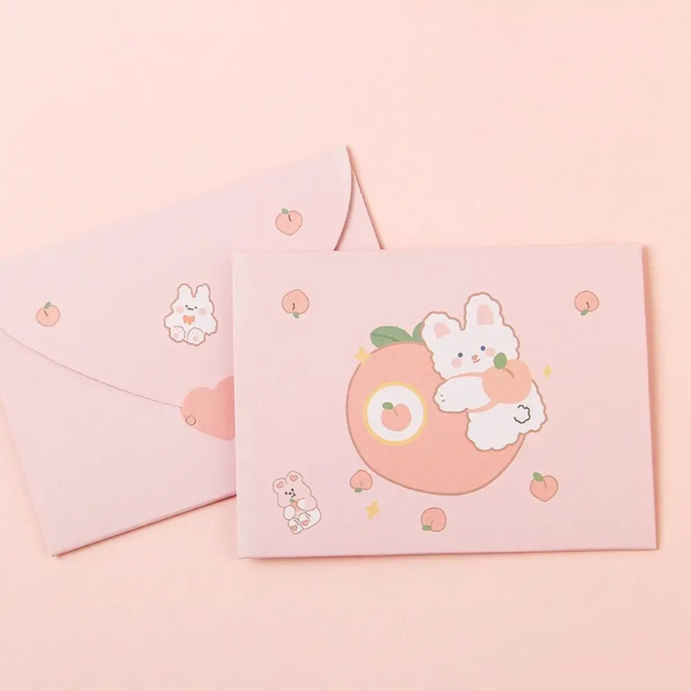 Bear Rabbit Blessing Thank Envelope Foldable Ins Decoration Letter Paper Cute Cartoon Cartoon Greeting Card
