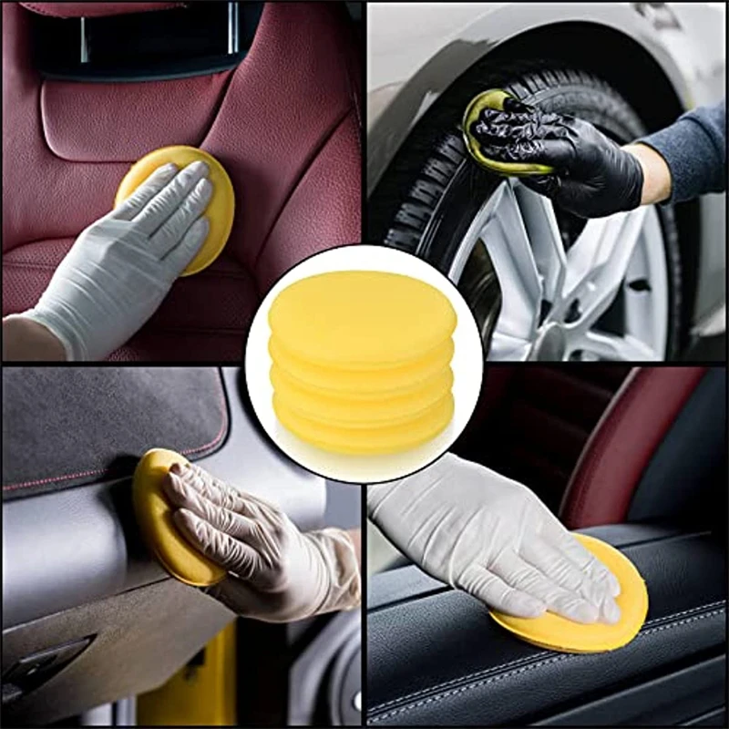 12-24Pcs Car Waxing Polish Wax Foam Sponge Applicator Pads 10CM Yellow Cleaning Sponge Clean Washer Washing Tool Car Cleaning