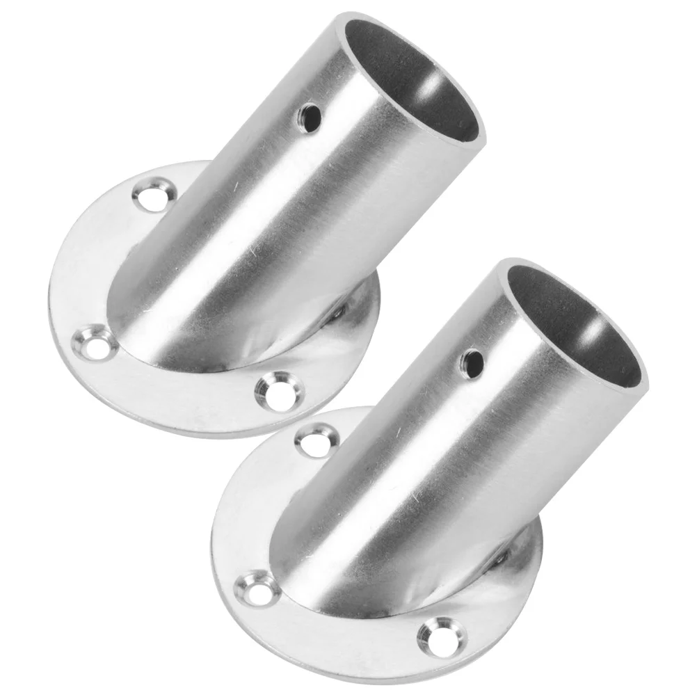 2 Pcs Angled Clothes Rail Brackets Closet Rod Socket 201 Stainless Steel End Holder Support Shower Curtain Holders