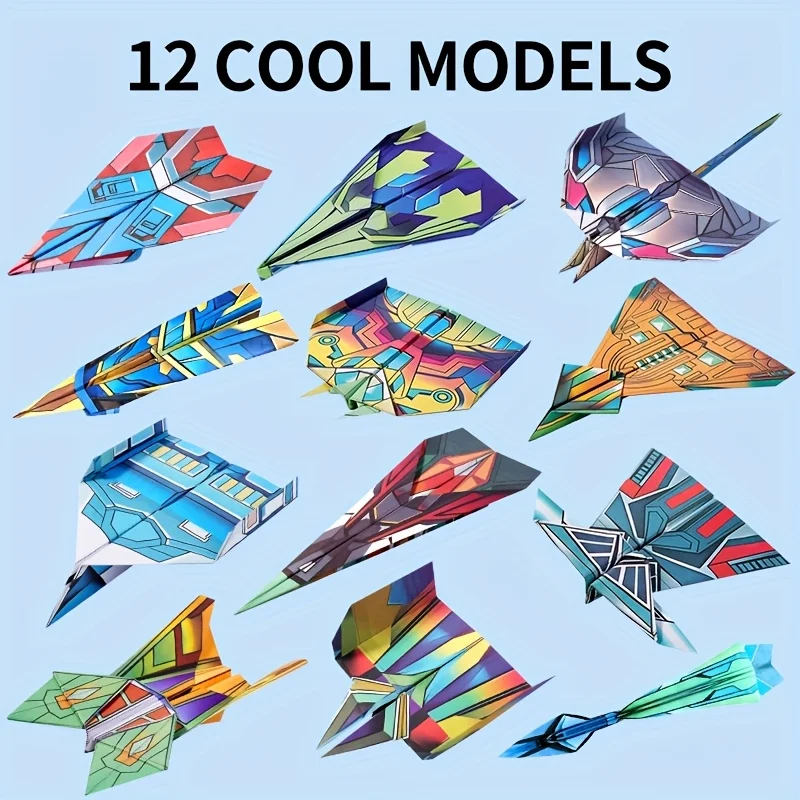 Origami Airplanes for Kids, 36 Paper 12 Model Planes DIY Flying Craft Kit, Fun Arts Toy for Boys Girls Ages 3+ In/Outdoor Play