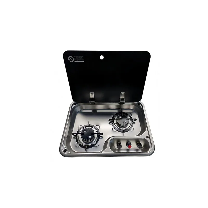 

Camping Gas Cooket Mini Size RV Gas Stove 304 Stainless Steel with Dual Burner Caravan Boat Yacht