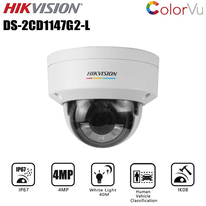 Hikvision ColorVu DS-2CD1147G2-L 4MP IP Camera Security System waterproof IP67 IK08 Human Vehicle Detection Surveillance Camera