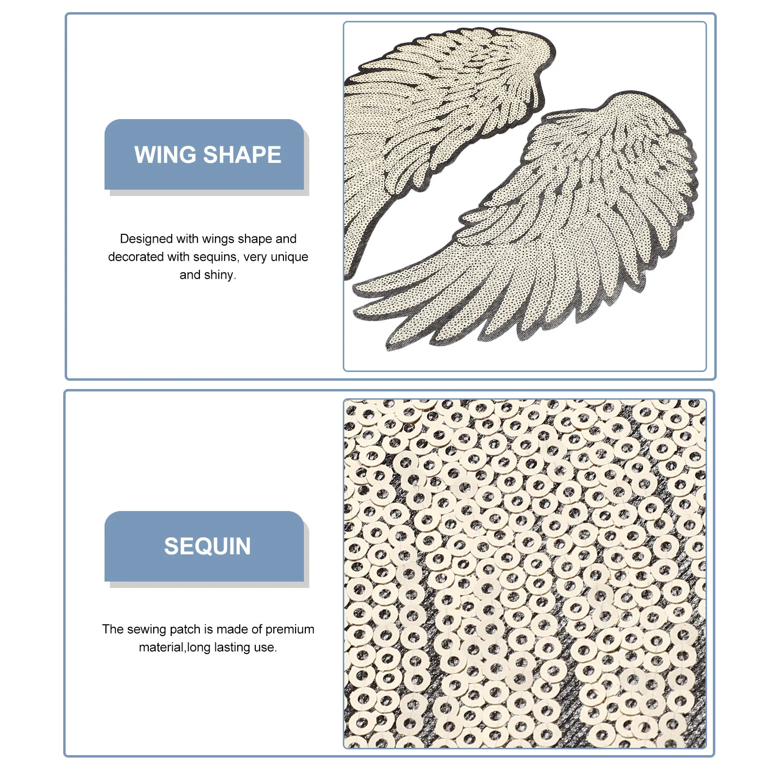 

Clothing Patches Bead Wing Sequins Embroidered Stickers Applique for Clothes Men's