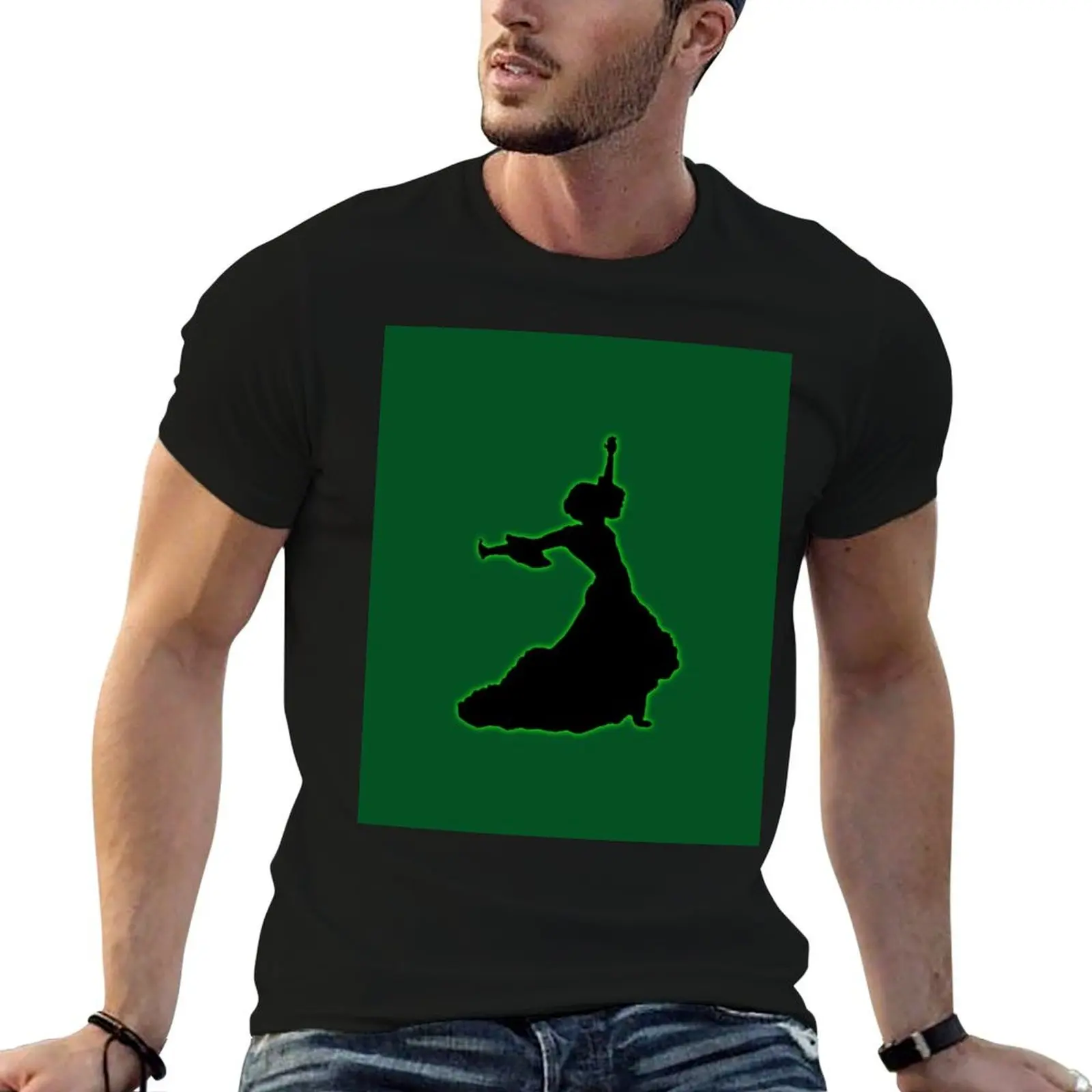 Green Glowing Flamenco Dancer T-Shirt quick-drying sublime mens workout shirts