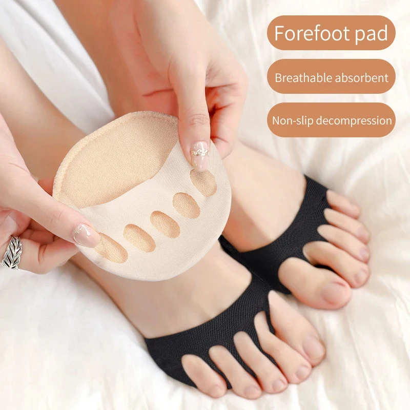 1-4Pairs Five Toes Forefoot Pads For Women High Heels Half Insoles Calluses Corns Foot Care Absorbs Shock Socks Toe Pad Inserts