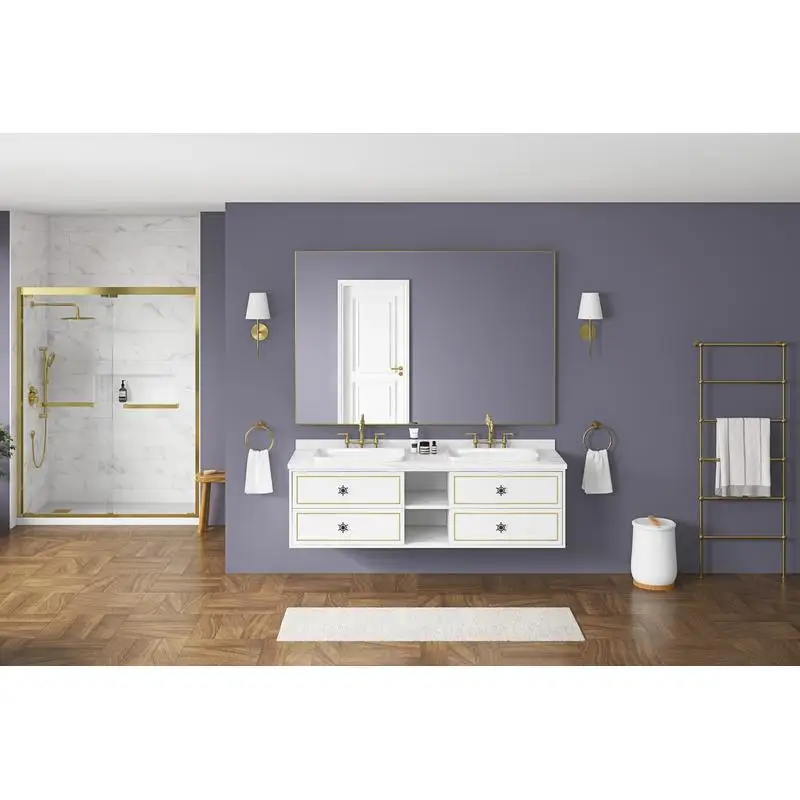 

Настенное зеркало в металлическом каркасе, 72 дюйма Ш x 48 дюймов В, прямоугольное зеркало для туалетного столика в ванной комнате, антикоррозийная конструкция, горизонтальный подвес, фермерский дом