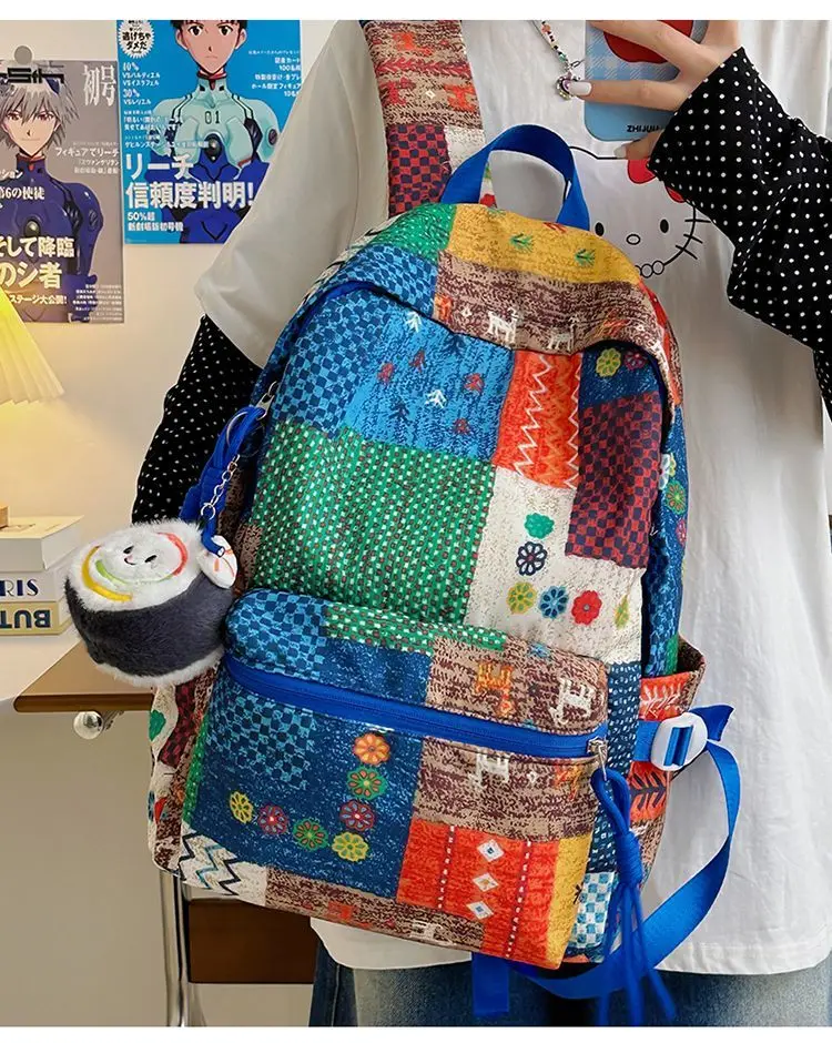 Backpack Canvas Patchwork 2025 Spring Summer Autumn Fashion Vintage Patchwork Backpack