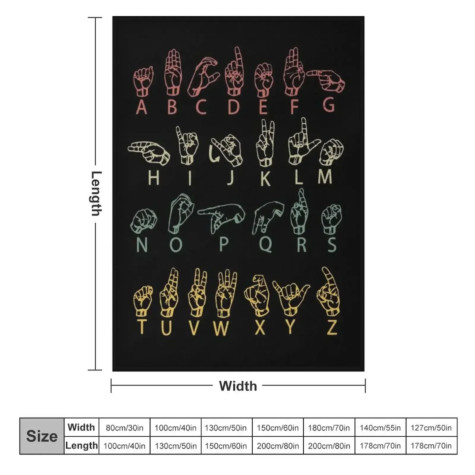ASL American Sign language Throw Blanket couch cozy soft plush fuzzy picnic outdoor blanket