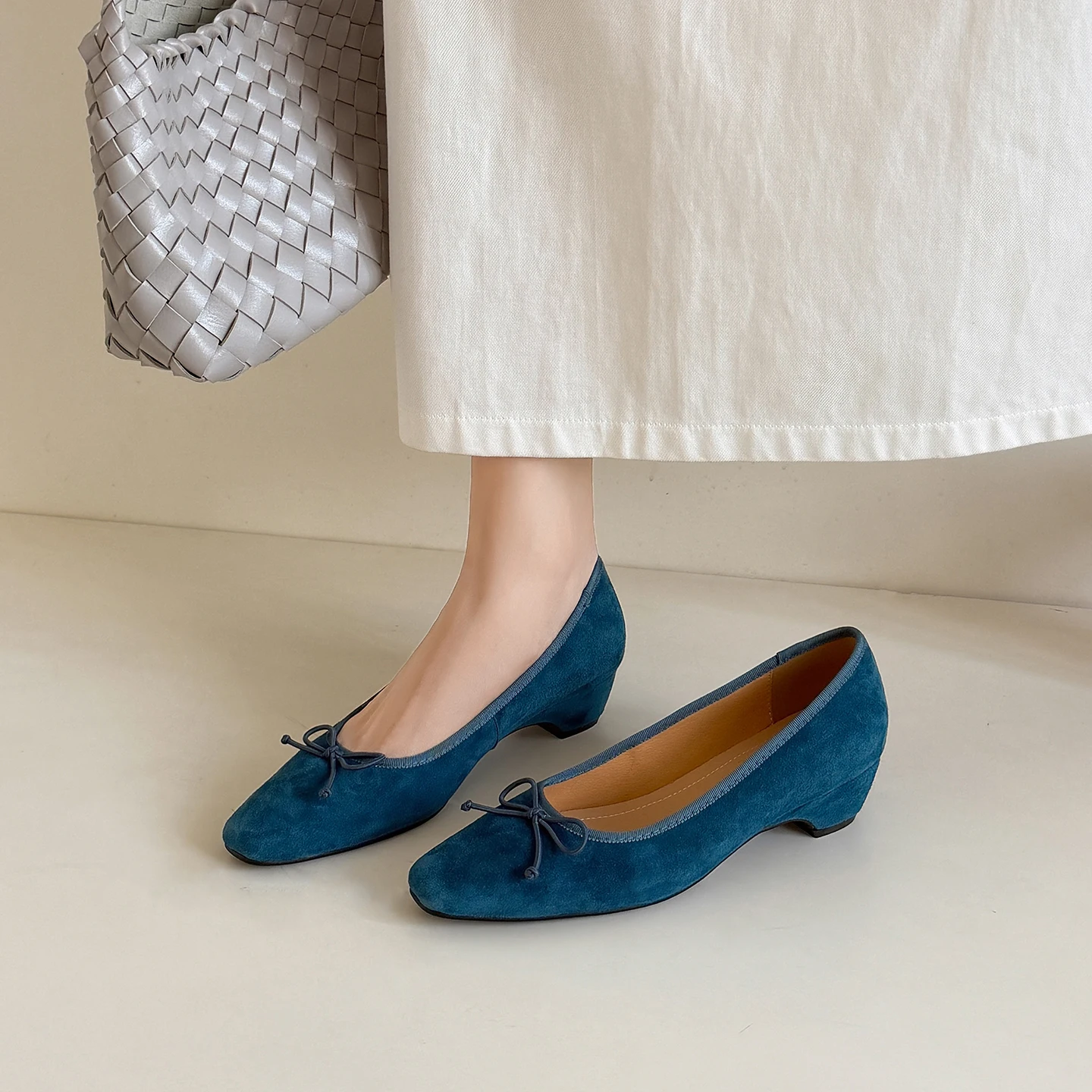 Genuine Leather Sheepskin Suede Women Shoes,Butterfly-Knot Wedges Heels Women Pumps,Fashion High Heels