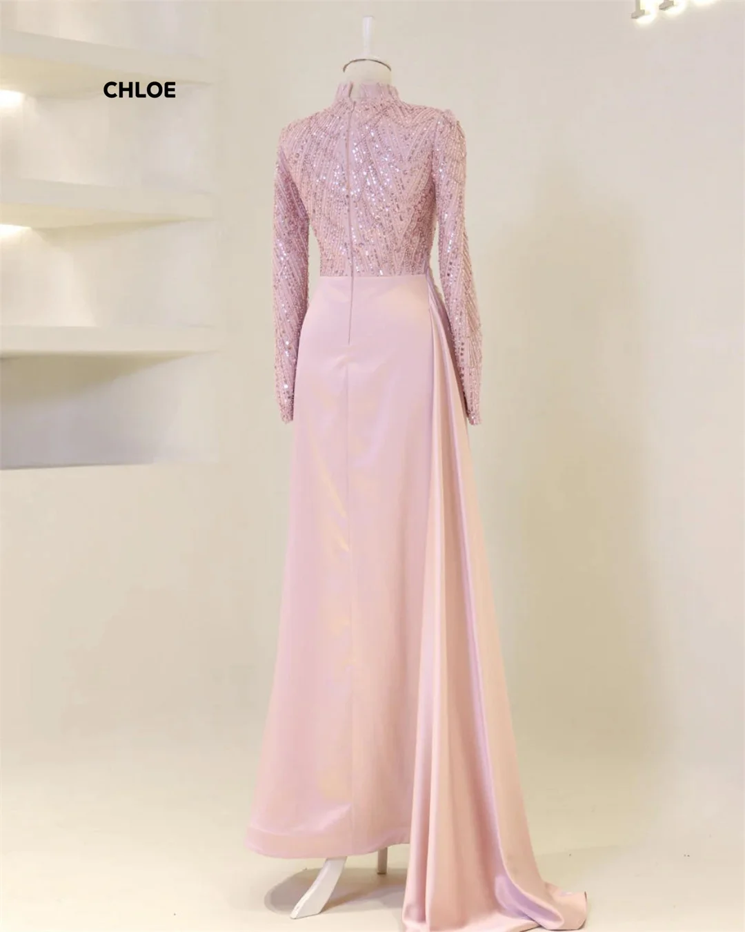 Elegante Partykleider mit Rundhalsausschnitt, luxuriöses 2025, luxuriöses Abendkleid nach Maß, Linie A, lange Ärmel, Ballkleidkleid, Robe Soiree