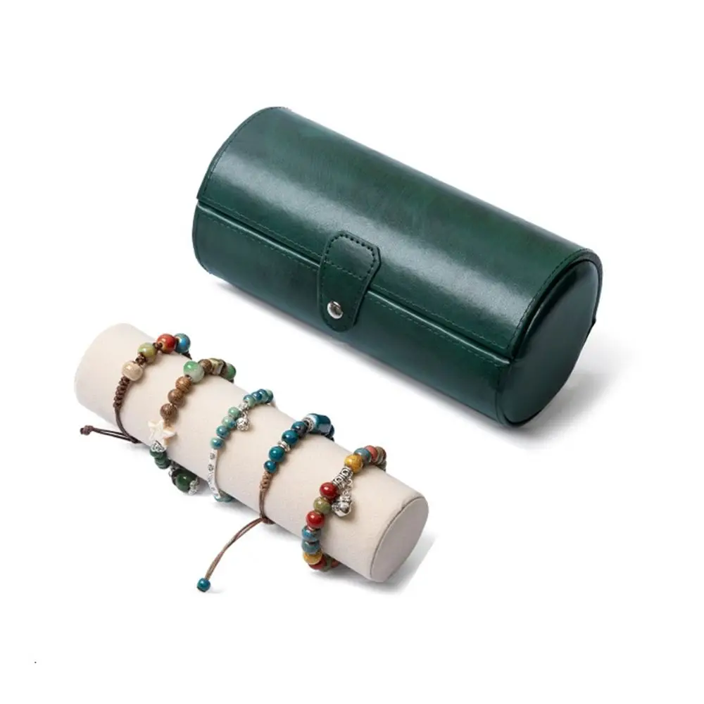 Portable Watch Roll Travel Case Vintage Cylindrical Watch Display Box Durable PU Leather Wristwatch Holder Antique Collection