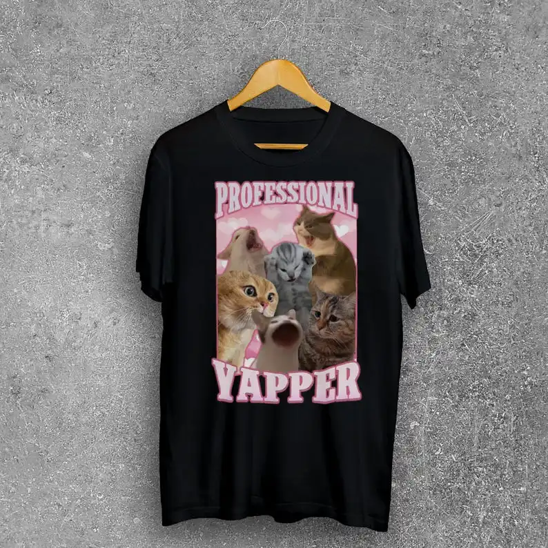 Professional Yapper Funny Cat Meme T-shirt, Gift for Her, Goofy-Ahh Tshirt, Fluent in Yapanese, Ironic Cats Shirt