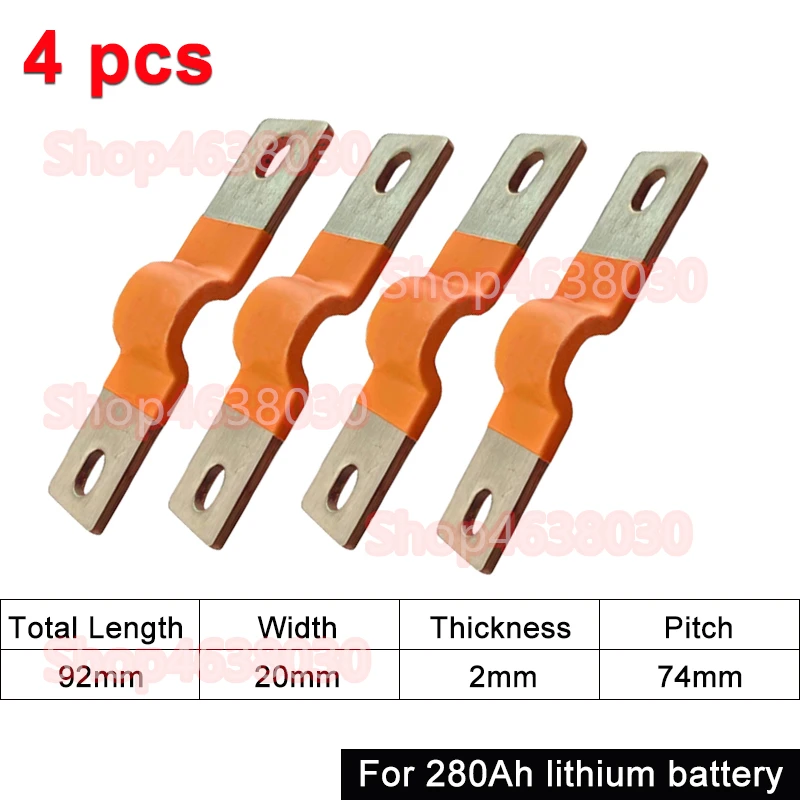 230 Ah 280 Ah 300 Ah 12 V Sammelschiene Lifepo4-Batterie, flexibler Kupferanschluss, 56 mm, 74 mm, für Lifepo4-Batterie, Verwendung 1/2/3/4/8 Stück