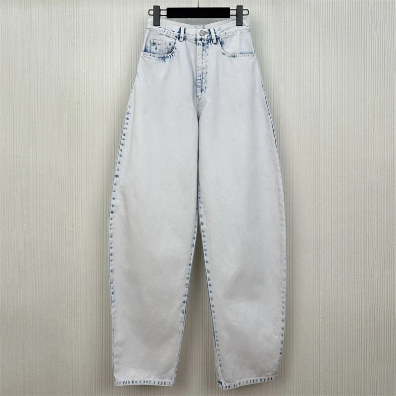 

Женские джинсы: Новые прямые брюки с высокой талией и облегающим кроем для весны 2026 года, винтажные, из чистого хлопка, с эффектом потертости
