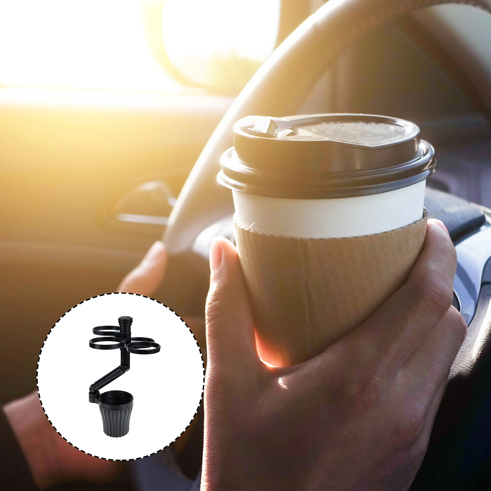 

Rotating Cup Holder Car ABS Large Capacity Multi Hole 360 Degree Beverage Rack Storage Solution Car Accessories