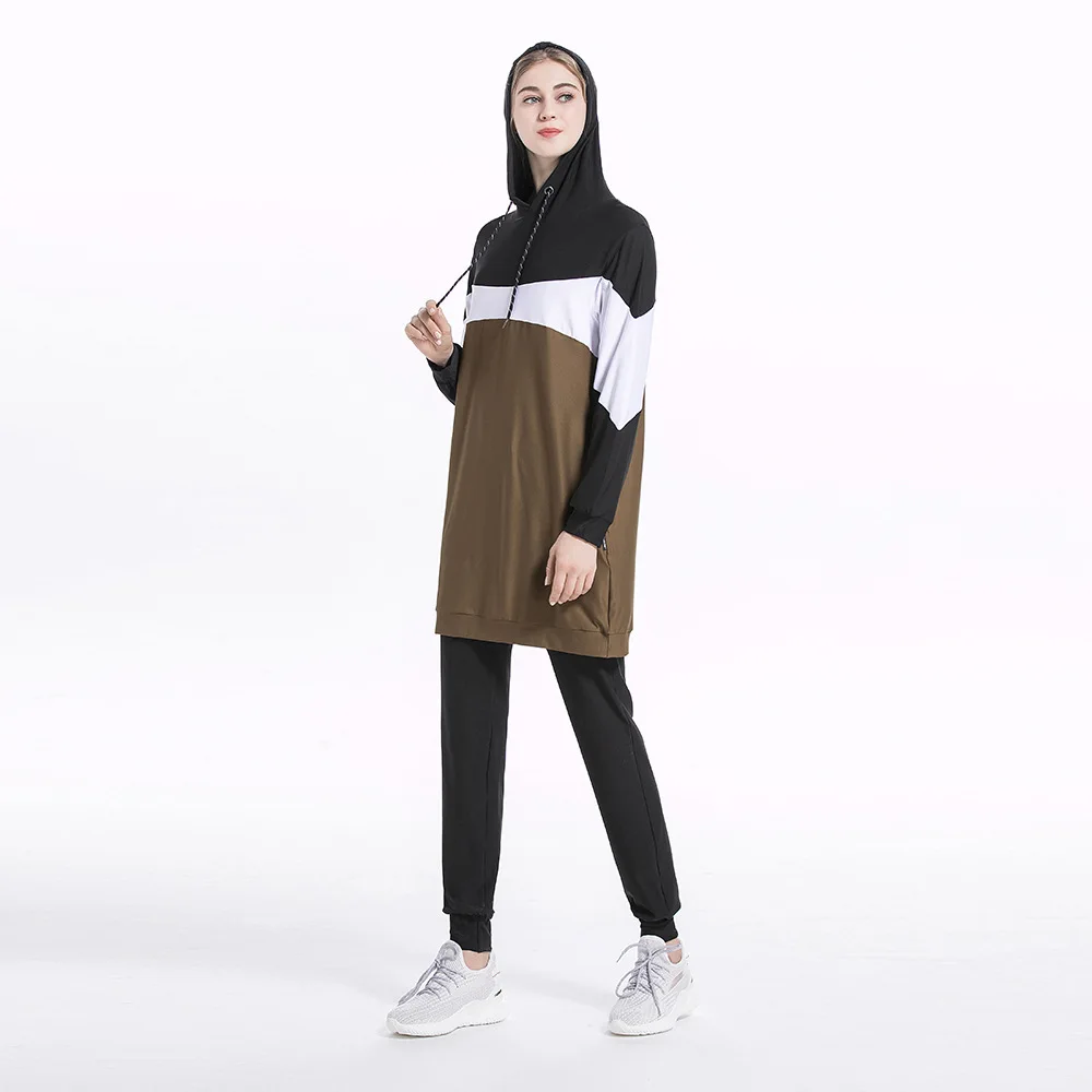 Hooded Two-piece Suit Women Muslim Clothes Kaftan Islam Loose 2 Pieces Sets Islamic Clothing Marocain Sportswear Hijab Abaya