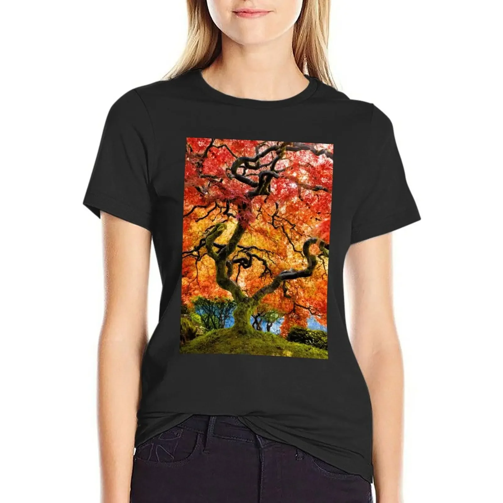 

Japanese Maple at Portland's Japanese Gardens T-Shirt Female clothing plus sizes tight shirts for Women