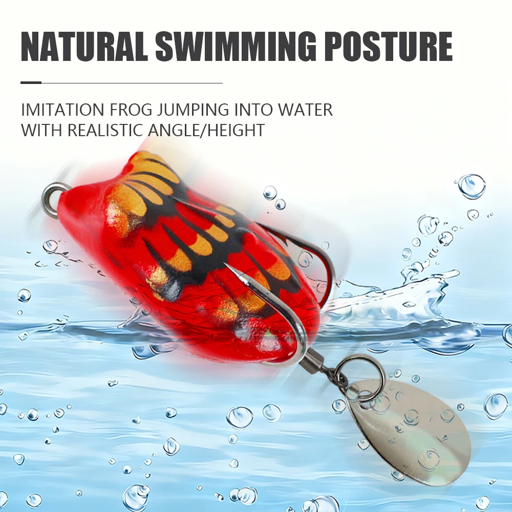 LUSHAZER 5 قطعة/الوحدة الطعم وهمية التايلاندية الرياح الرعد الضفدع العائمة 40 مللي متر/4 جرام صغيرة عالية الجودة الغراء لينة الضفدع الجسم الرعد الضفدع الأفعى #6