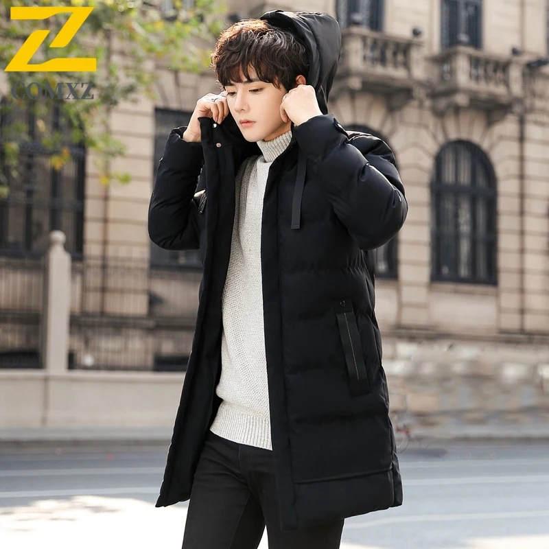 

Мужская парка средней длины с капюшоном, минималистичная теплая зимняя куртка для пешего туризма и путешествий, лыжная ветрозащитная легкая мешковатая куртка для хлеба