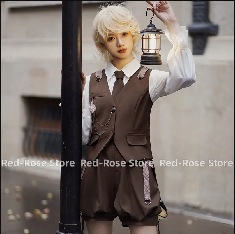 Cosplay Detective Lolita Shirt Vest Strap Pants Prince Spring Summer Suit Japanese Campus