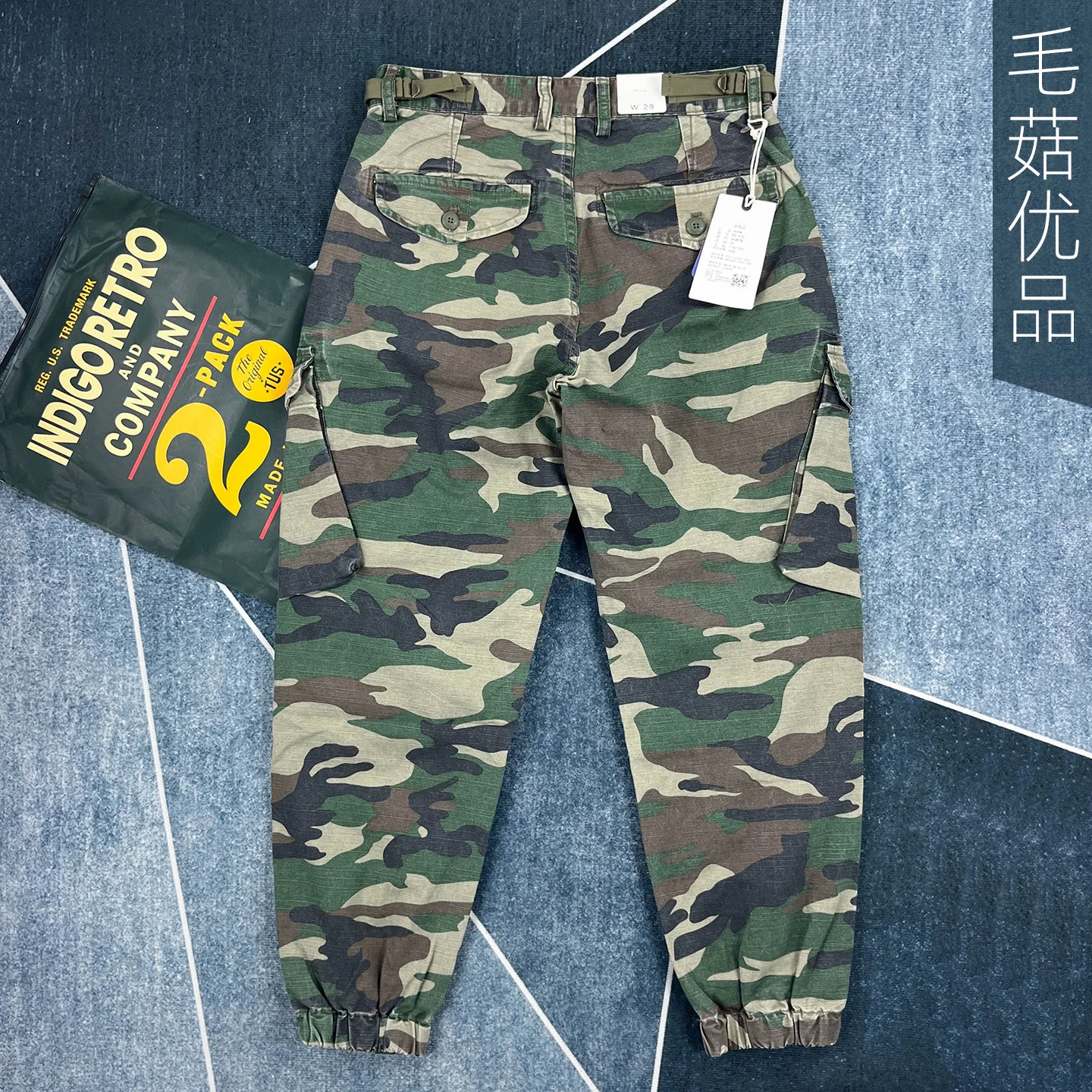 

Heavyweight Cotton American Retro Camouflage Cargo Pants Men's Trendy Brand Loose Straight Leg Casual Pants with Cuffed Ankles