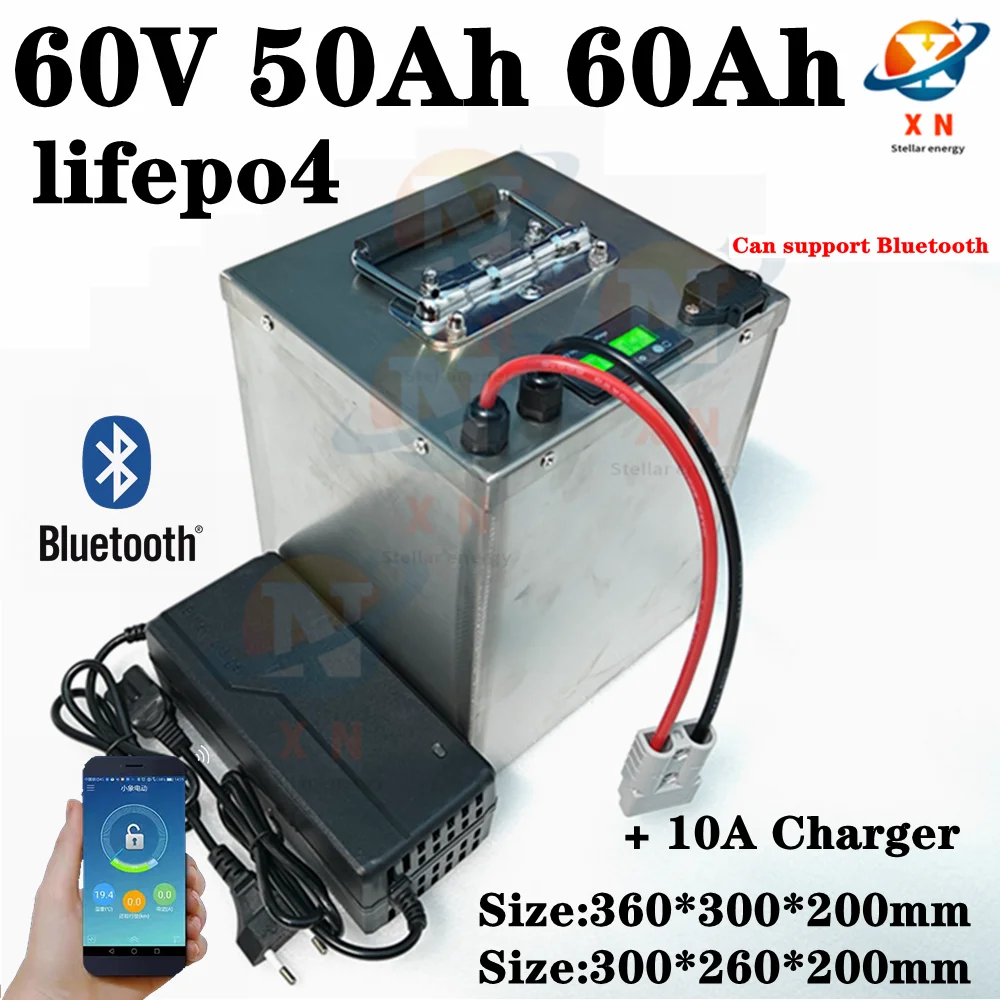 60V 50Ah 60Ah lifepo4 lithium battery bluetooth for mini motorized 3wheel adult Electric tricycle covered mobility scooter