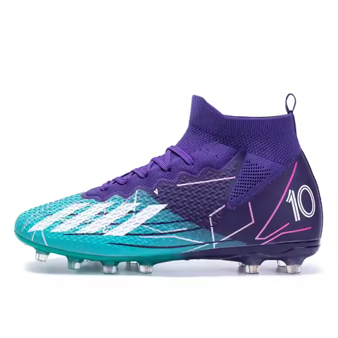 Soccer Shoes TF/FG Football Boots Men Anti-Slip Football Long Nails Kid's Comfortable Grass Field Training Ankle Soccer Sneaker
