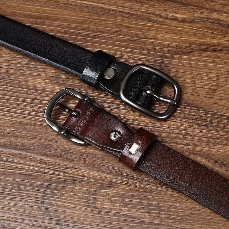 2.4CM Pure Cowhide High Quality Genuine Leather Thin Belts for Women Brand Strap Vintage Jeans Cowboy Leisure Needle Buckle Belt
