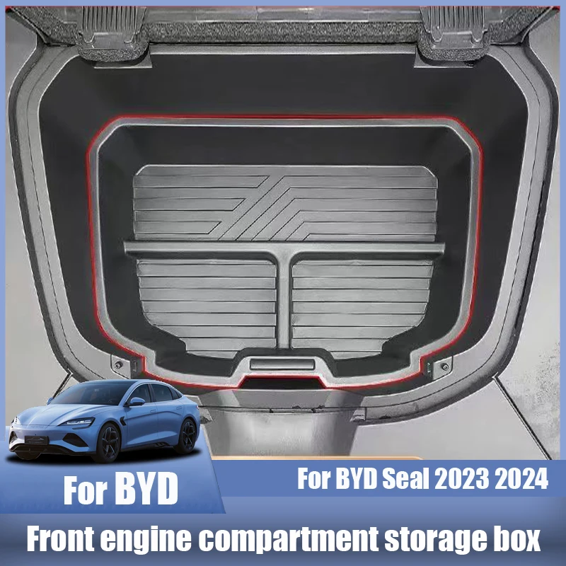 For BYD Seal 2023 2024 Under the front hood Front engine compartment storage box  stowing tidying interior modification