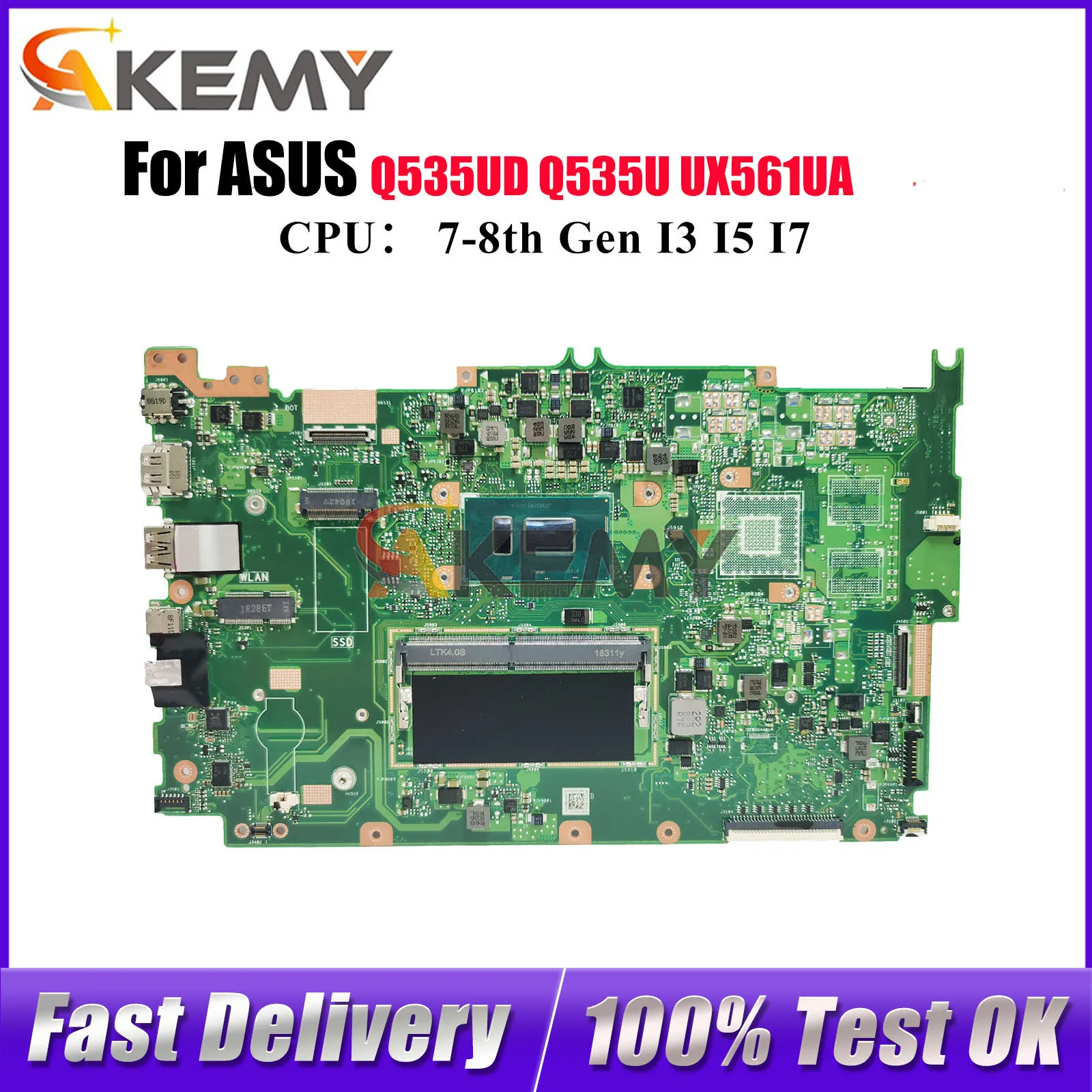 

UX561UA Laptop Motherboard For ASUS ZenBook UX561UD UX561UA Q535UD Q535U UX561U Mainboard With I3 I5 I7 CPU 100% tests OK stk