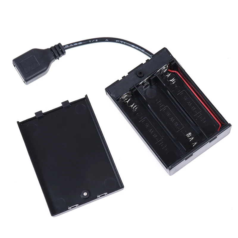 Hot 1pc Safe And Durable 3*AA 65x45x15mm Battery Case With USB Port For Building Blocks LED Light Kit With Switch