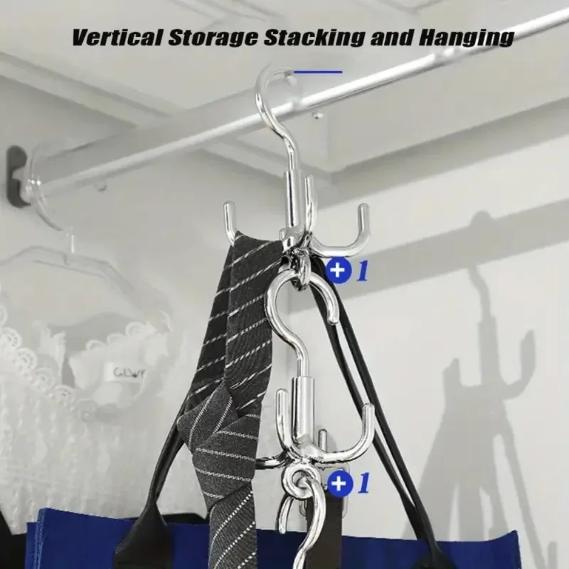 2Pcs Multifunctional Four Claw Rotatable Hook Rotation Coat Hanger Belt Organizer Scarf Storage Rack view 5