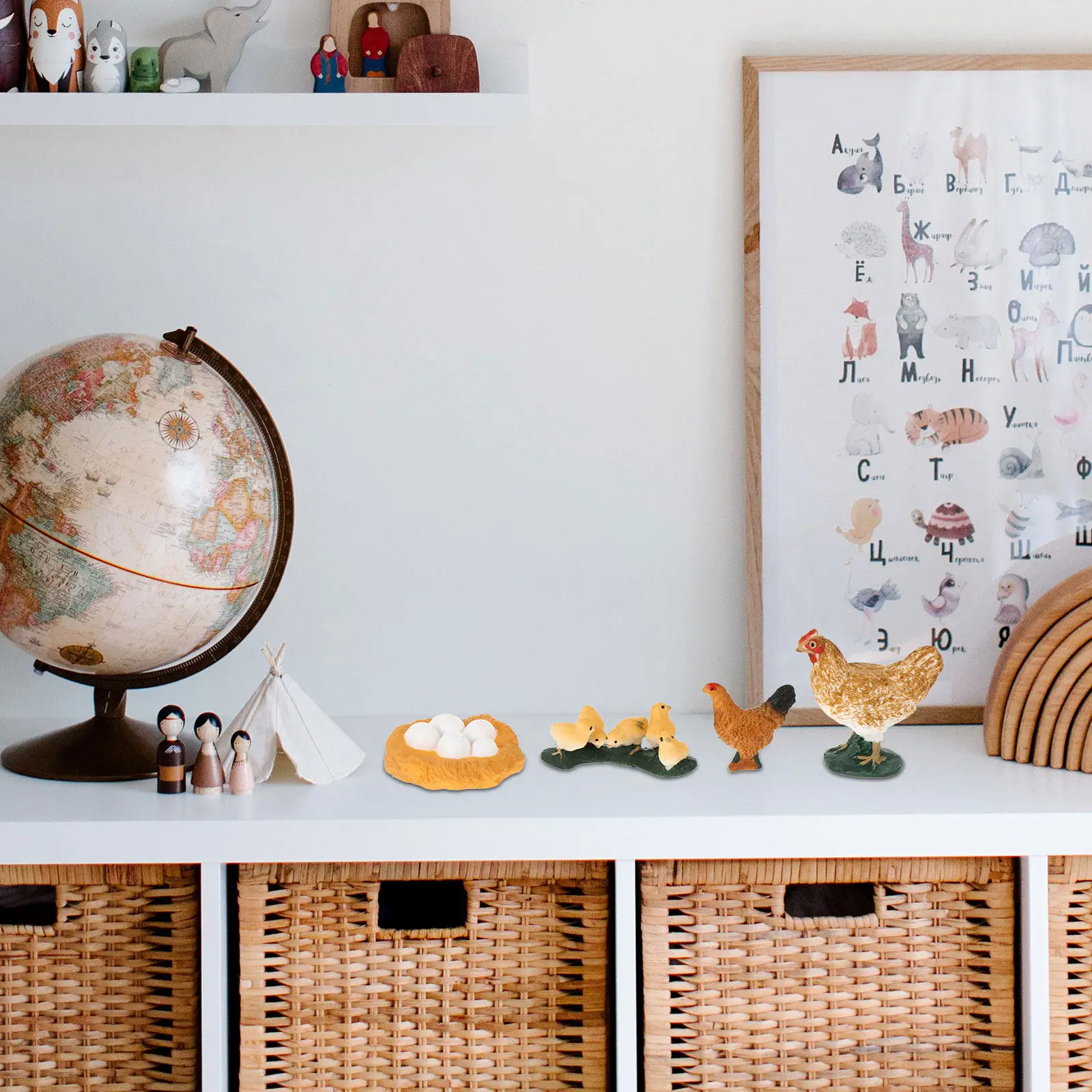 

1Set Hen Life Cycle Learning Kit Gentle Plastic Educational Decor for Children Exploration Growth Cycle Ornament Natural Warm