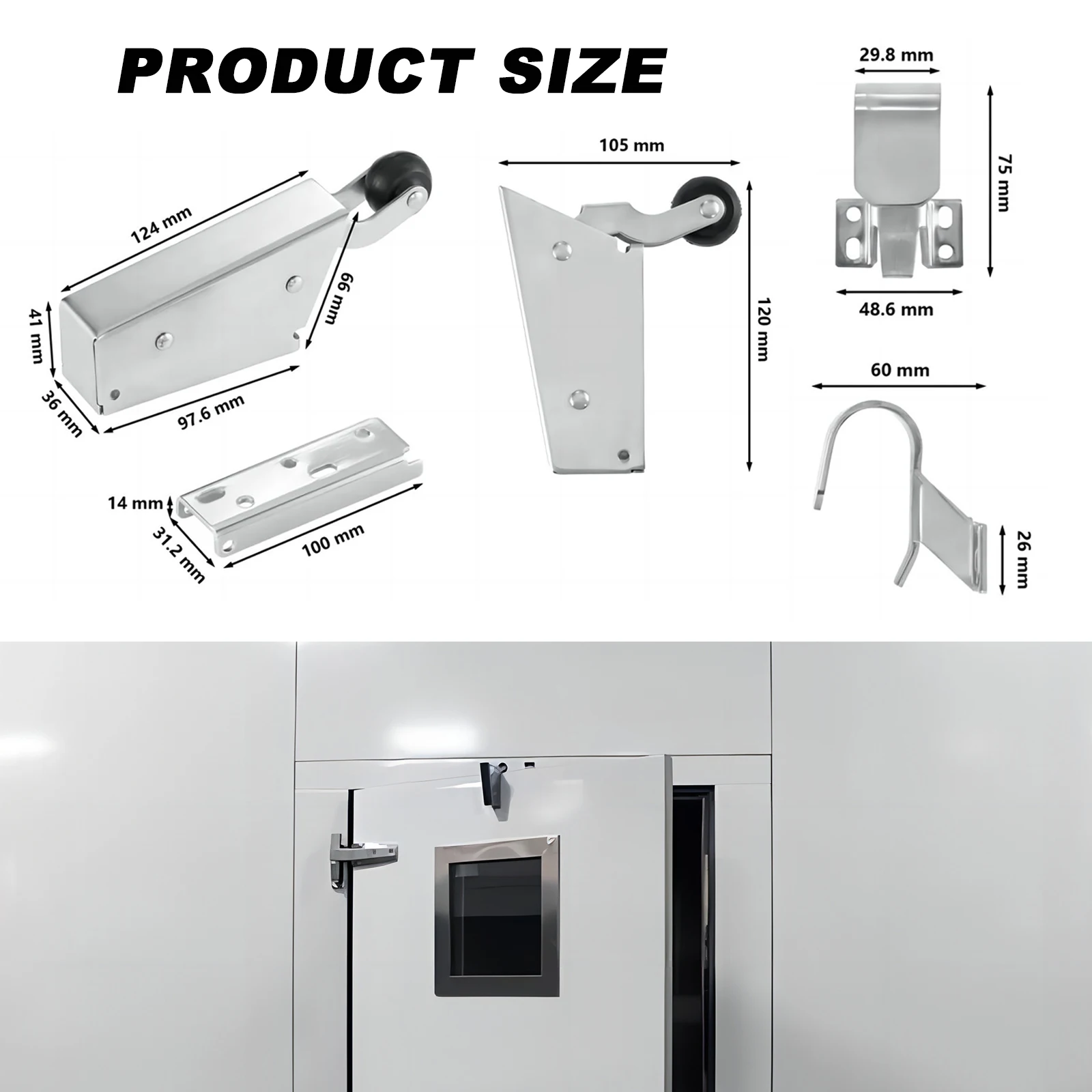 Cooler Door Closer, with Adjustable Wide Hook, Commercial Freezer Door Closer, Flush to Freezer 3/4 Inch