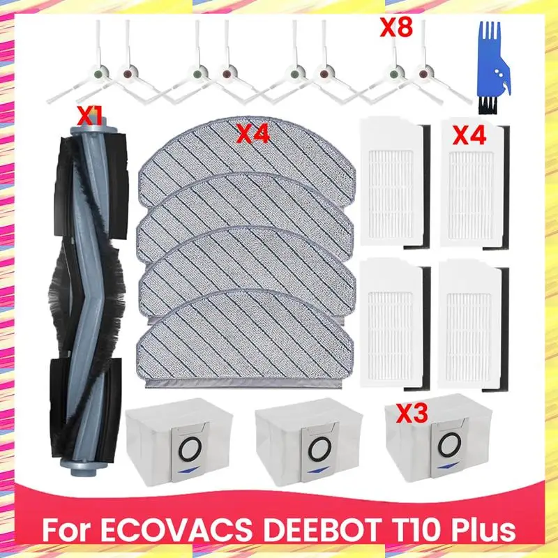 

ABJJ для робота-пылесоса ECOVACS DEEBOT T10 Plus, основная боковая щетка, HEPA-фильтры, тканевые мешки для пыли, запасные части
